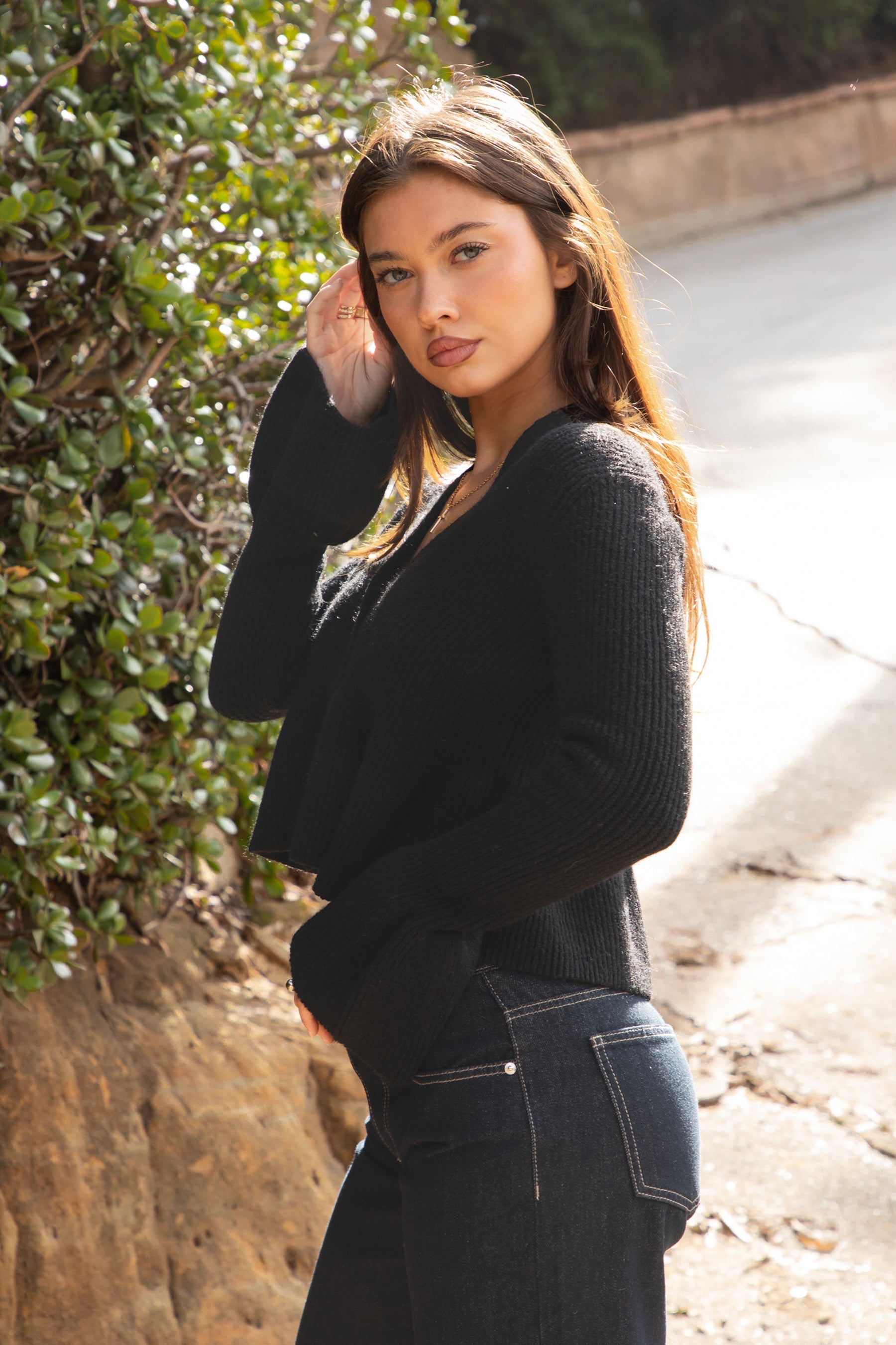 LETTIE Sweater Knit V-Neck Cardigan