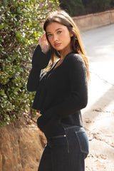 LETTIE Sweater Knit V-Neck Cardigan
