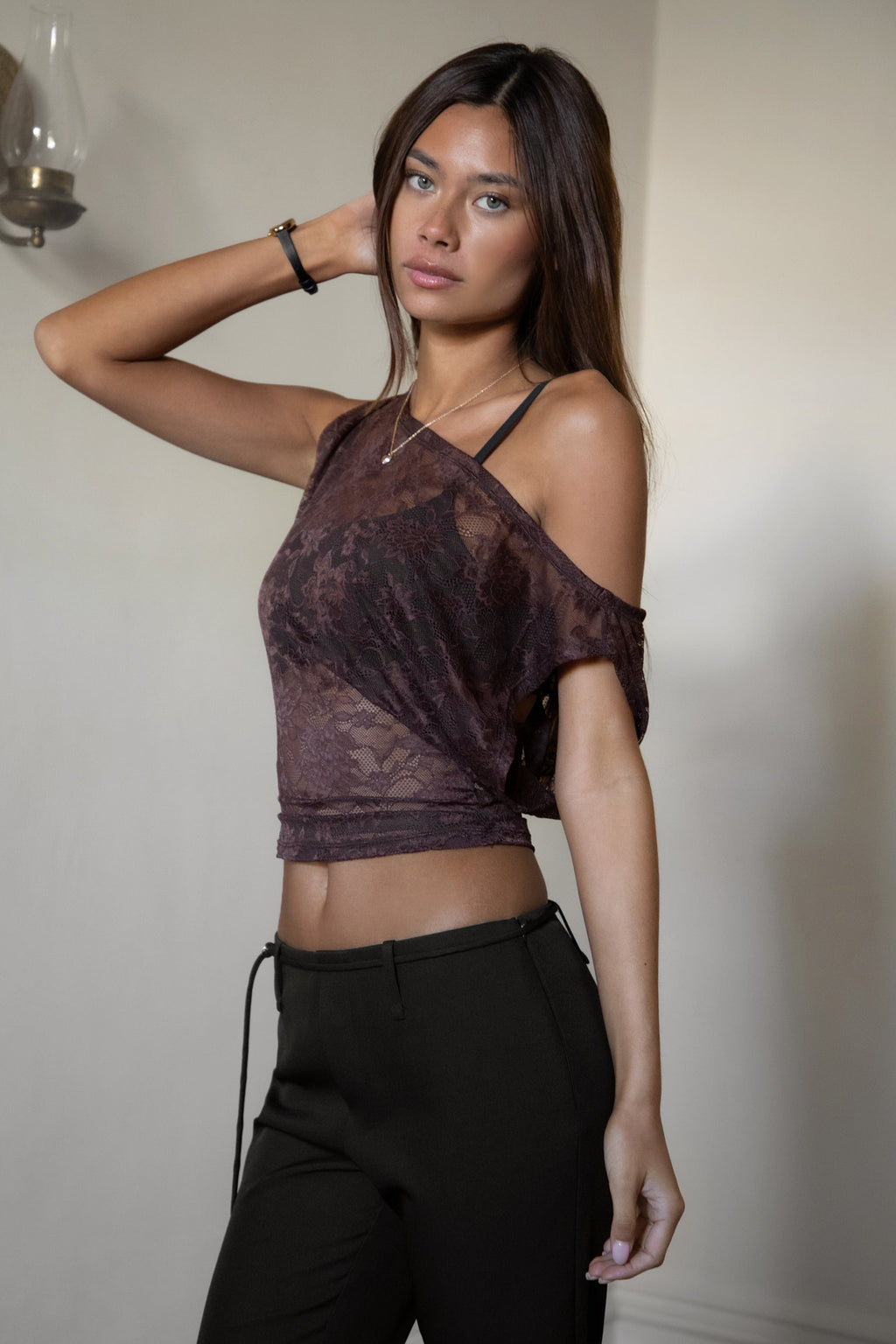 ELAN Lace Off The Shoulder Top