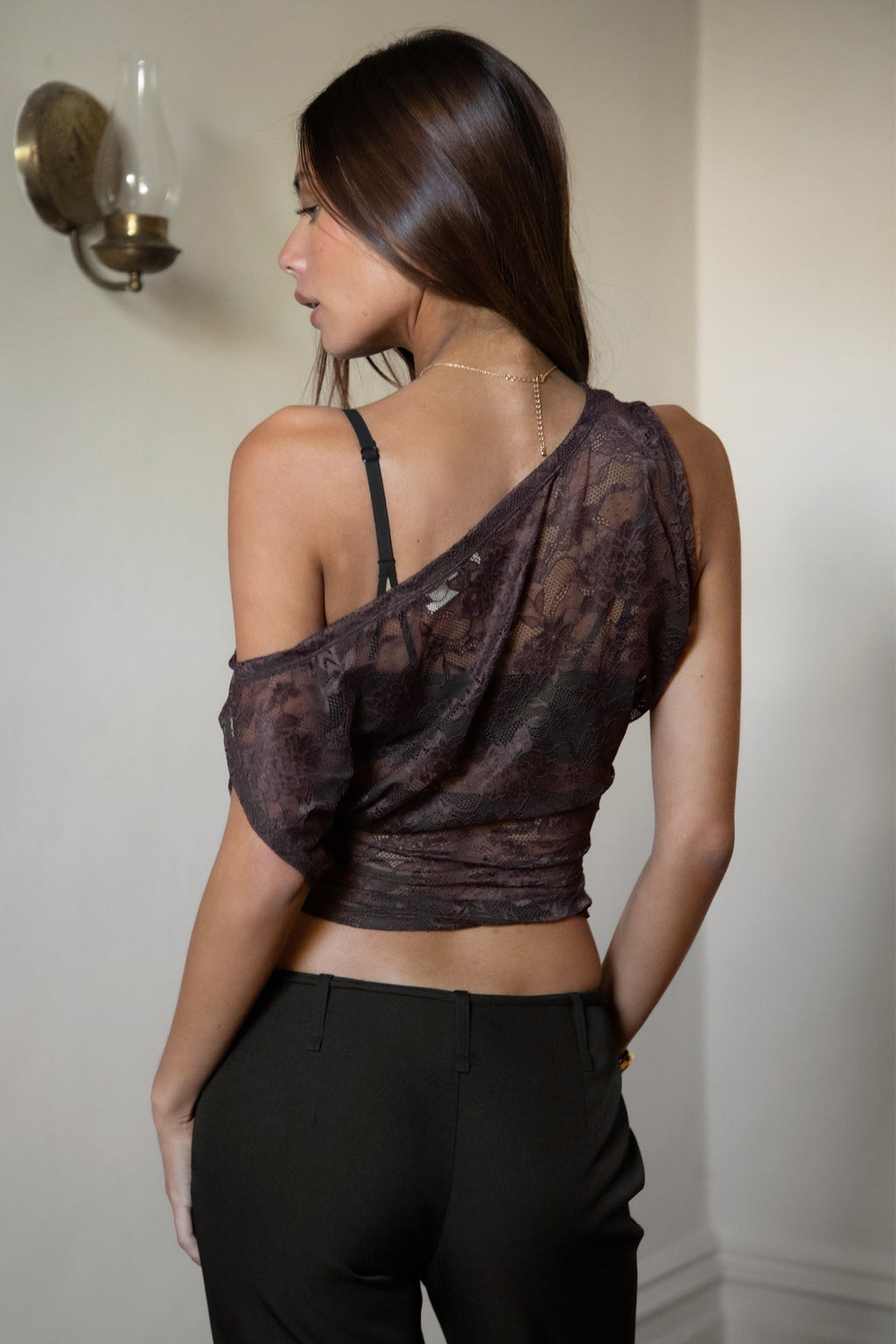 ELAN Lace Off The Shoulder Top