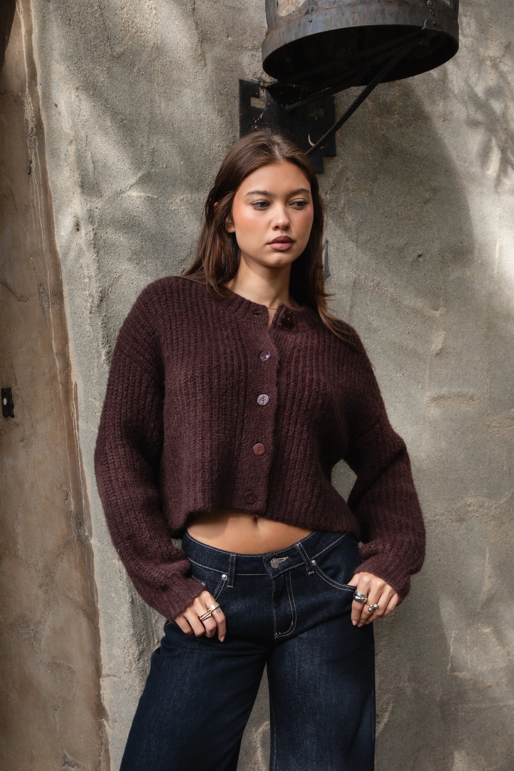 OLDE Sweater Knit Button Down Cardigan