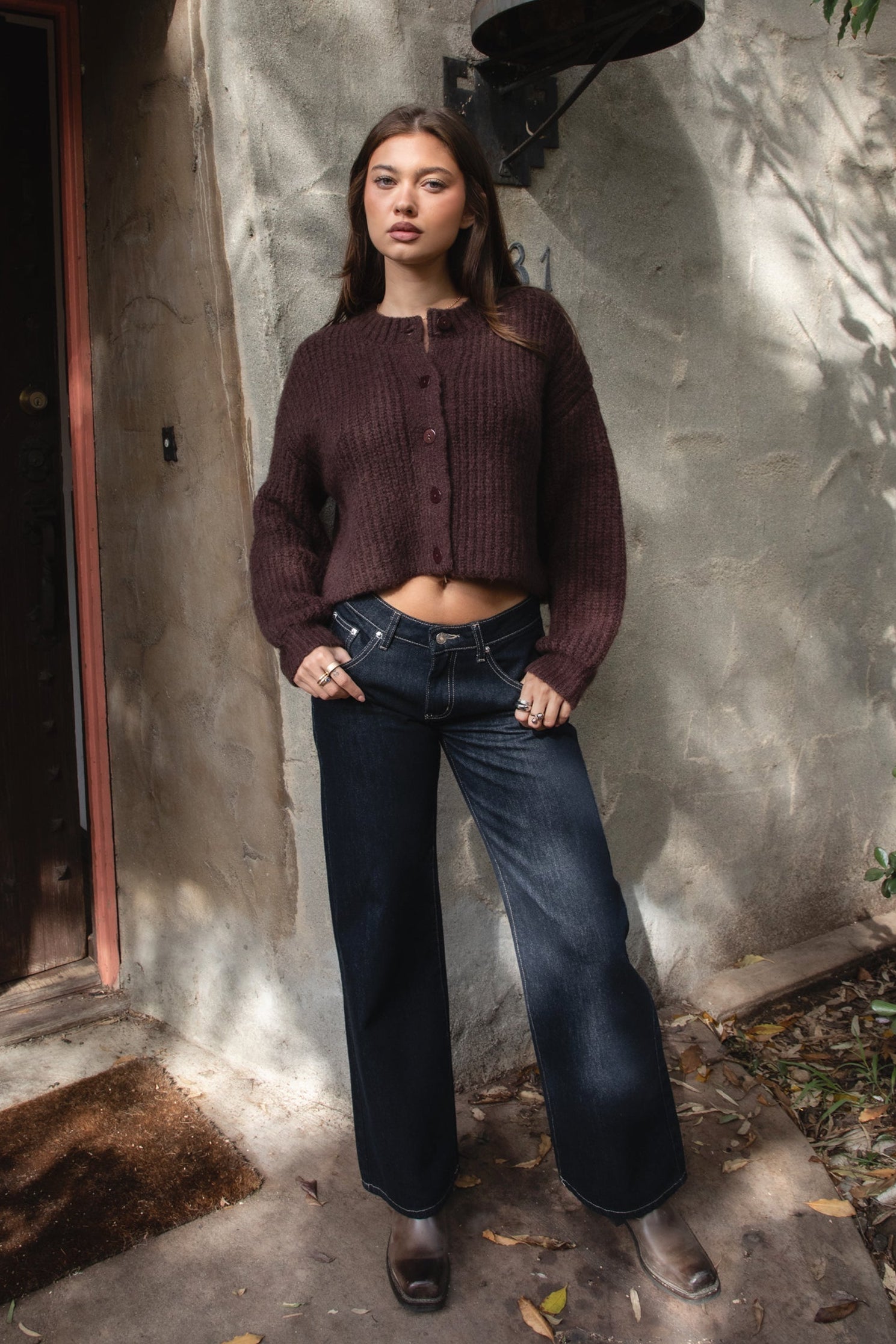 OLDE Sweater Knit Button Down Cardigan