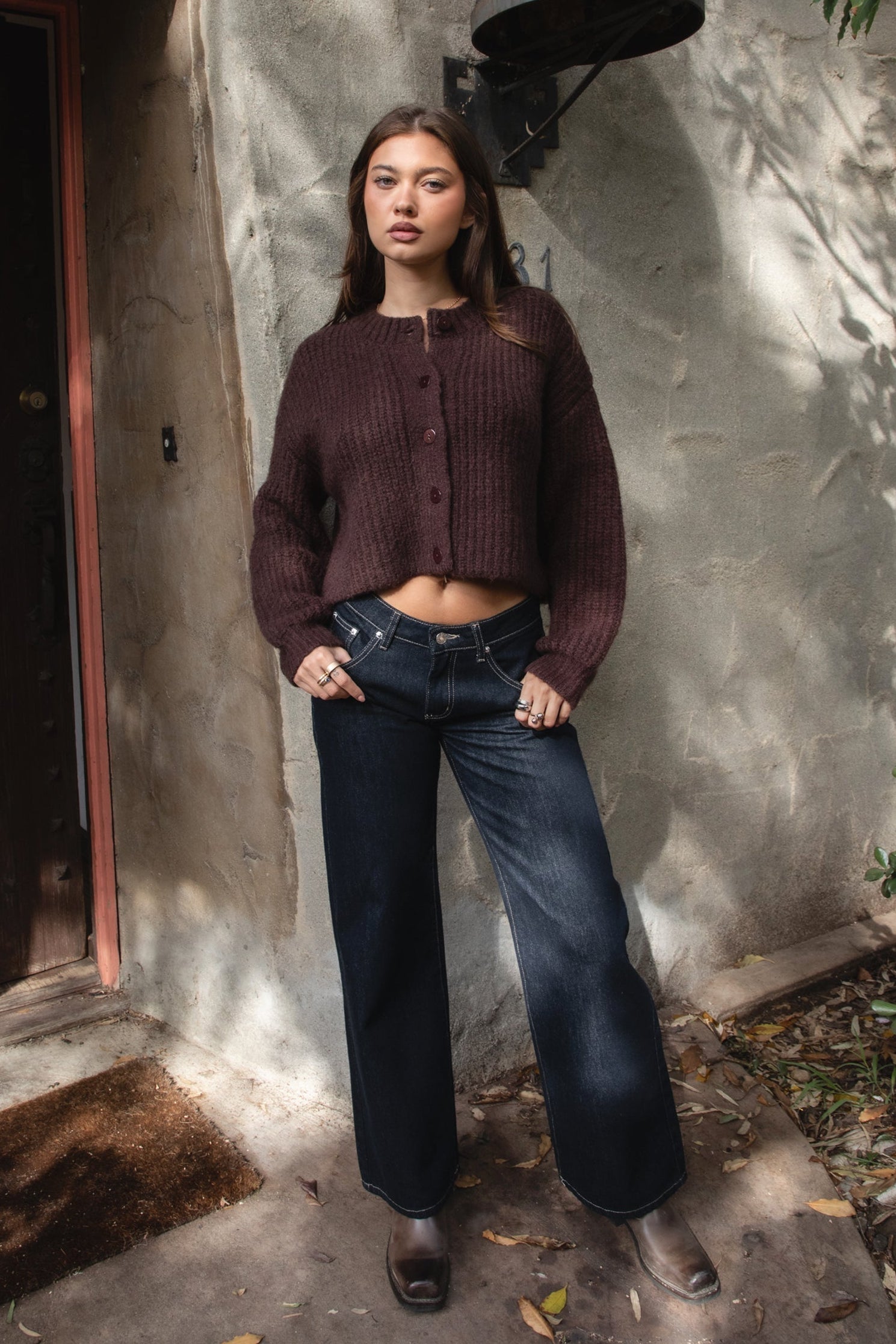 OLDE Sweater Knit Button Down Cardigan