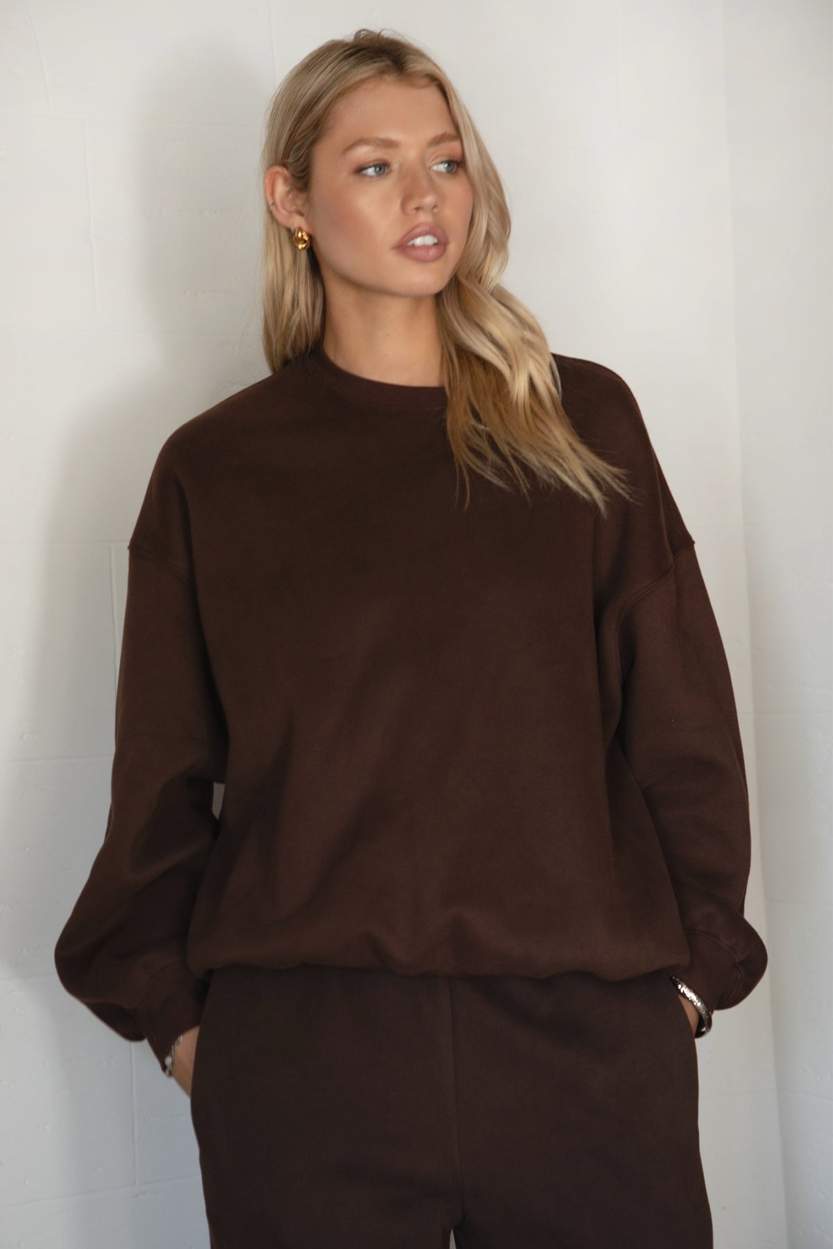 VARSITY Plush Fleece Crew Neck Sweatshirt