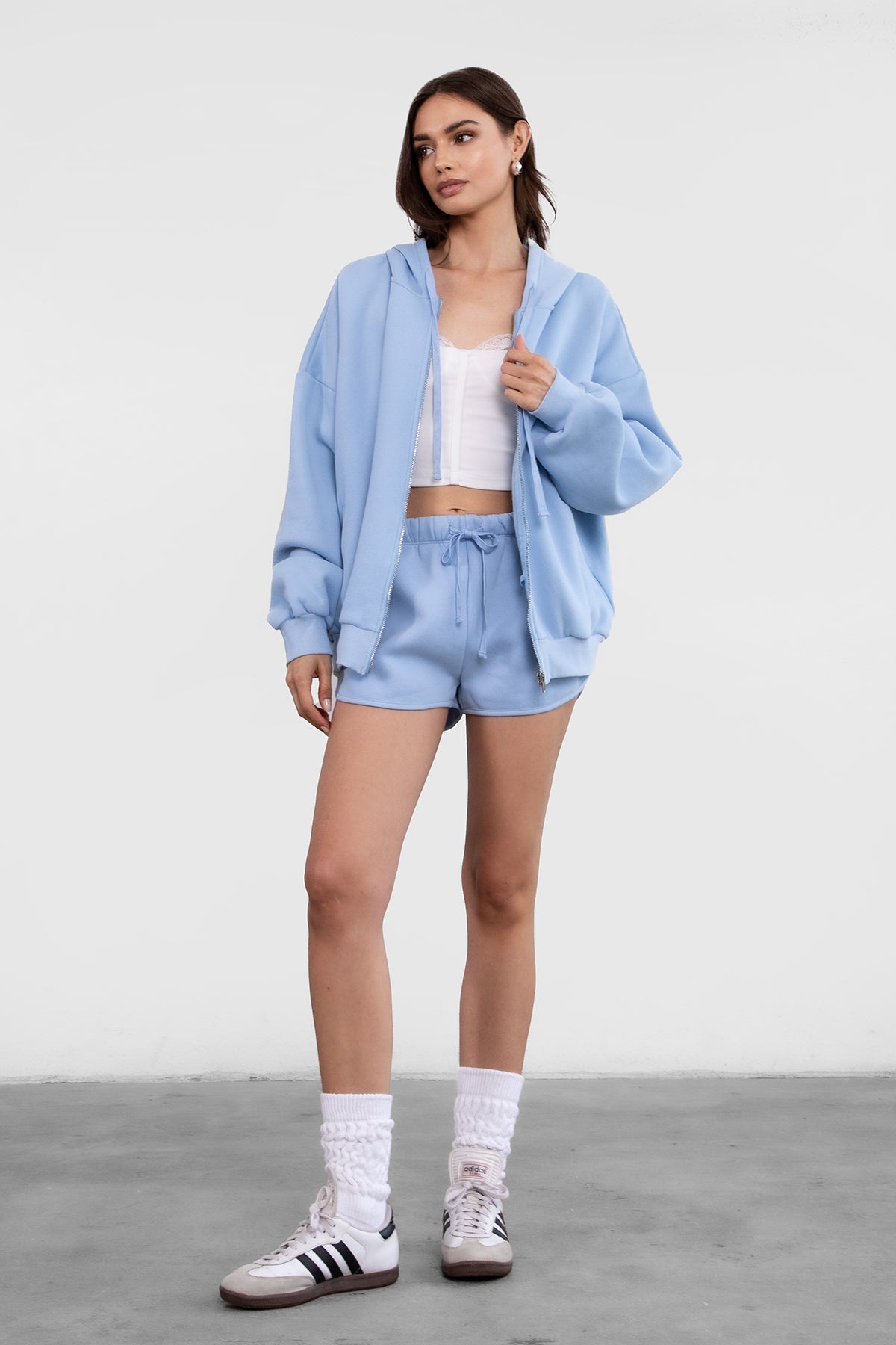 UNIVERSITY Plush Fleece Oversized Zip Up Hoodie