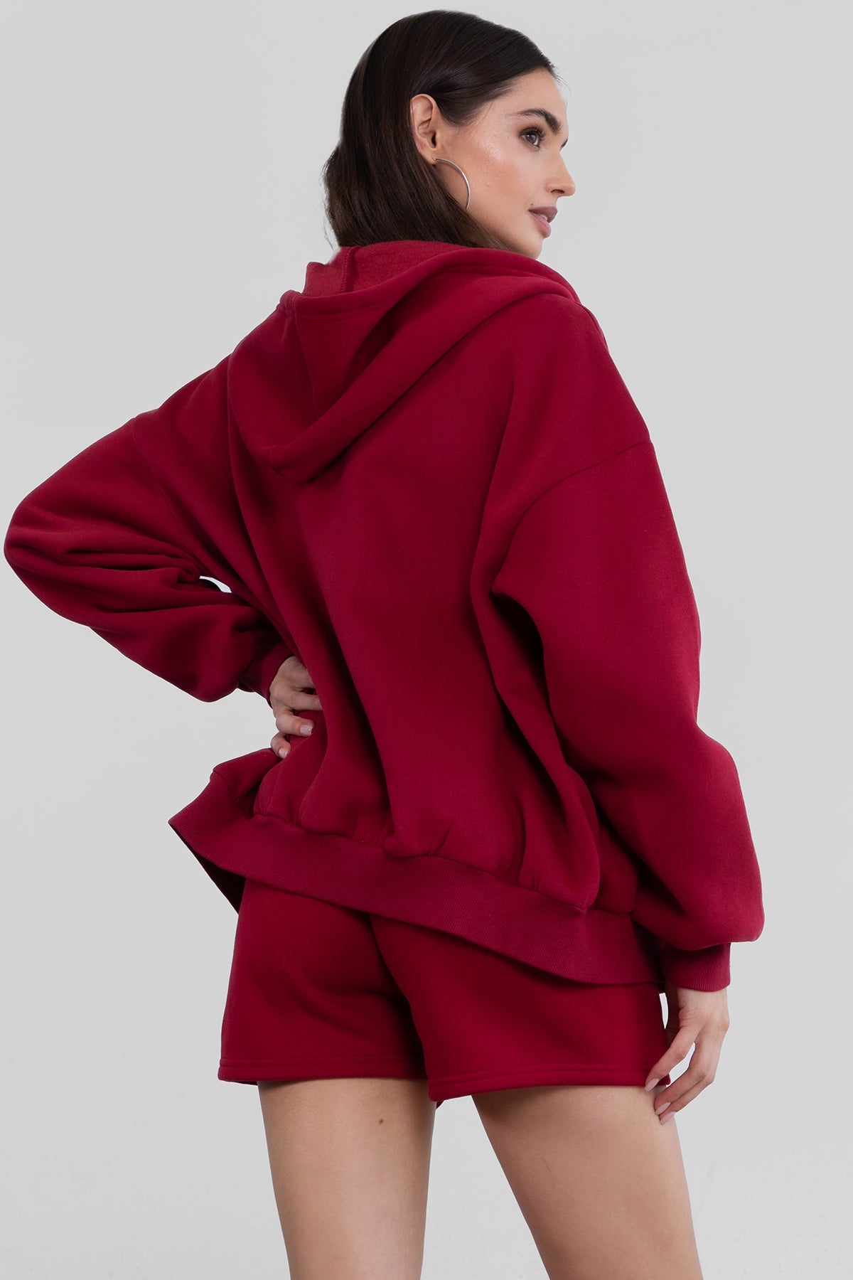 UNIVERSITY Plush Fleece Oversized Zip Up Hoodie