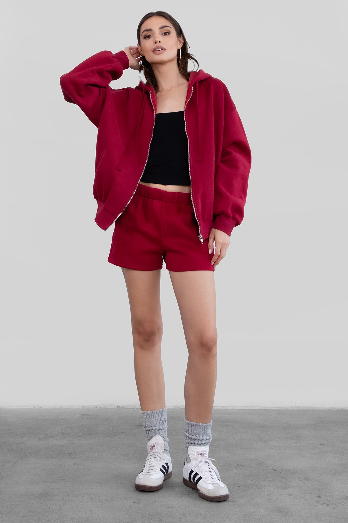 UNIVERSITY Plush Fleece Oversized Zip Up Hoodie