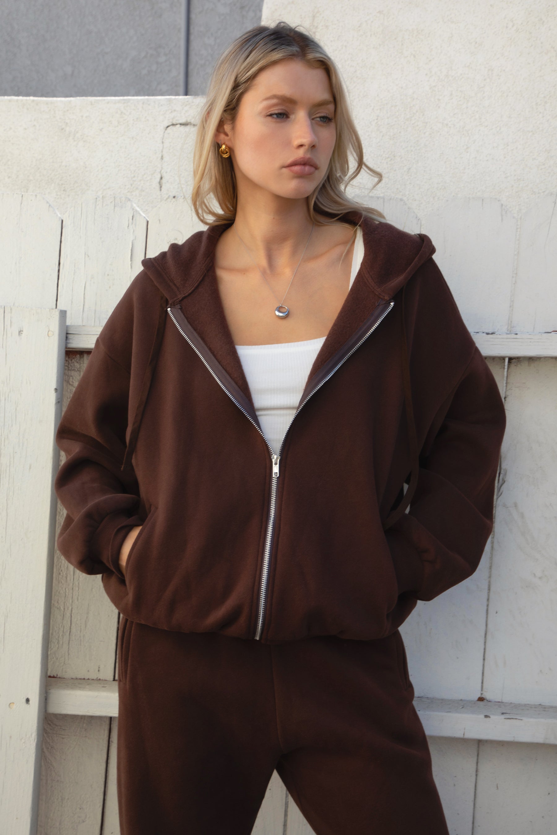 UNIVERSITY Plush Fleece Oversized Zip Up Hoodie
