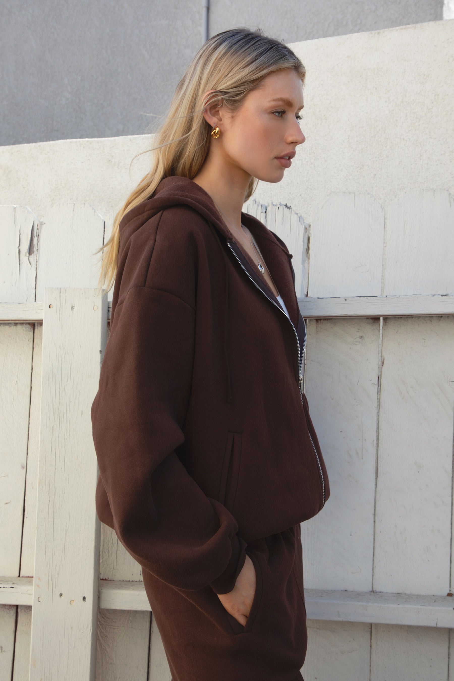 UNIVERSITY Plush Fleece Oversized Zip Up Hoodie