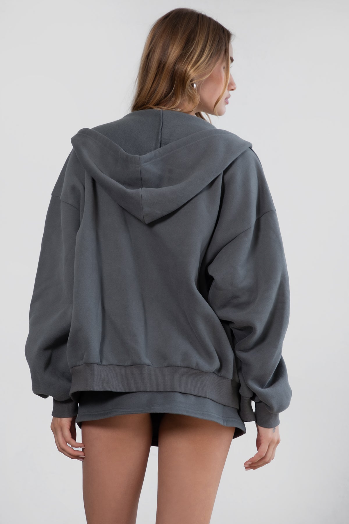 UNIVERSITY Plush Fleece Oversized Zip Up Hoodie