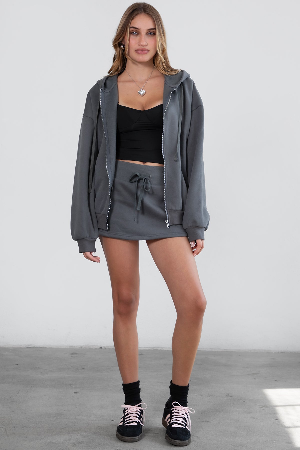 UNIVERSITY Plush Fleece Oversized Zip Up Hoodie