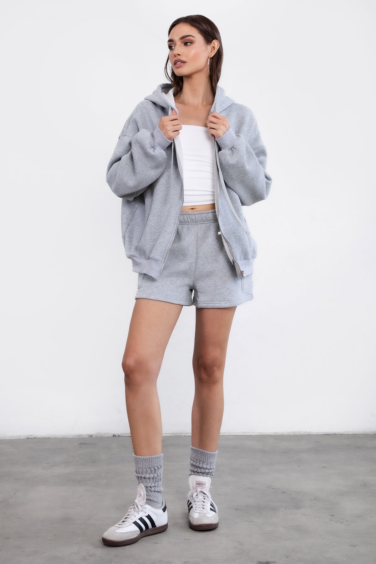 UNIVERSITY Plush Fleece Oversized Zip Up Hoodie