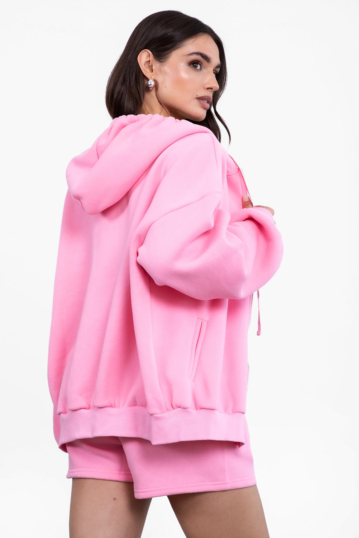 UNIVERSITY Plush Fleece Oversized Zip Up Hoodie