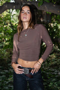 MARCELLE Asymmetric Off-The-Shoulder Long Sleeve Top