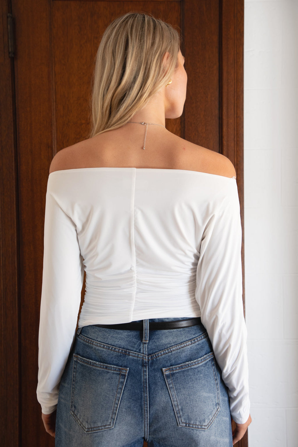 MARCELLE Asymmetric Off-The-Shoulder Long Sleeve Top