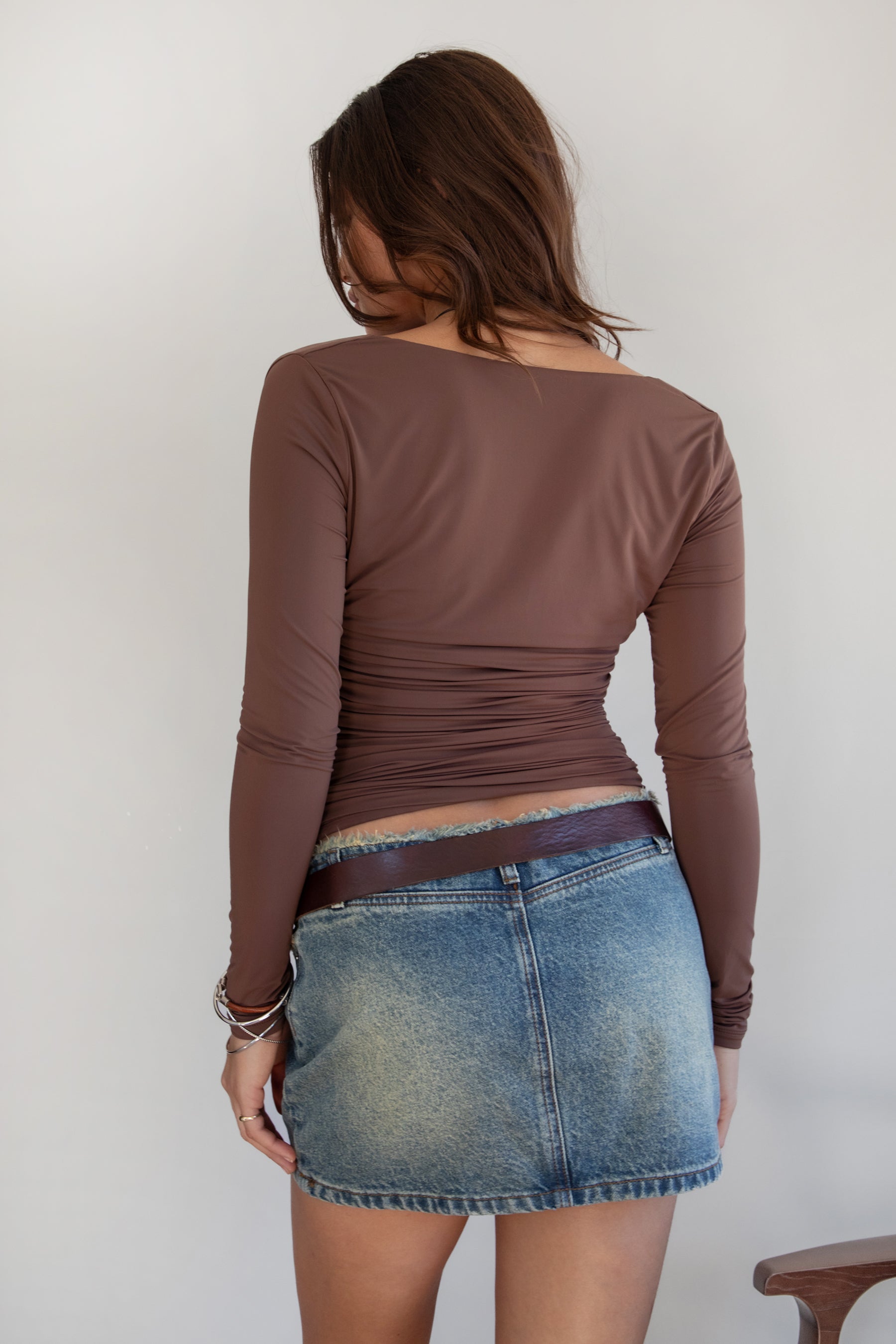 VELARI Cowl Neck Long Sleeve Top