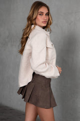 Fray Faux Sherpa Cropped Shacket