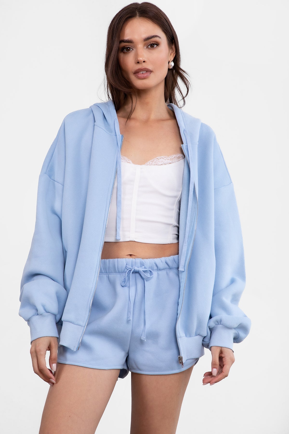 UNIVERSITY Plush Fleece Oversized Zip Up Hoodie