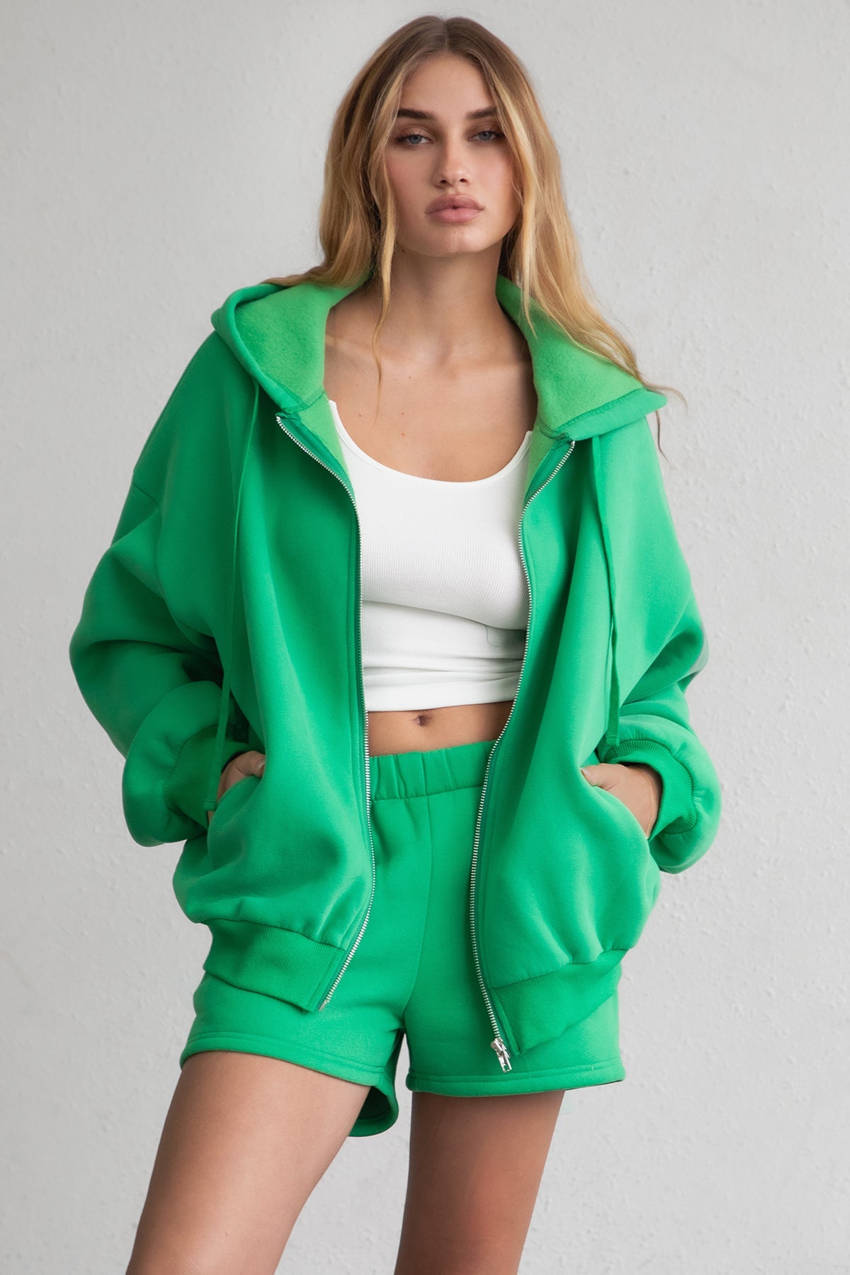 UNIVERSITY Plush Fleece Oversized Zip Up Hoodie
