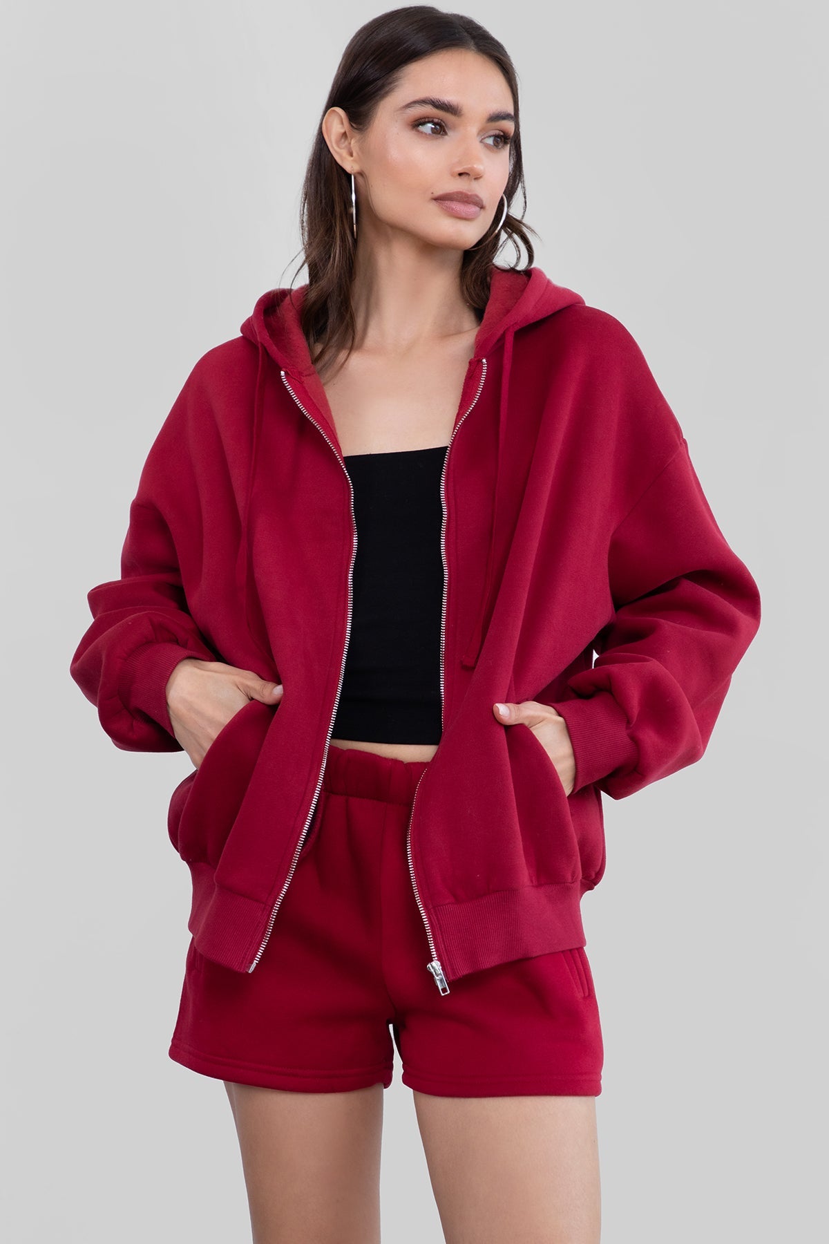 UNIVERSITY Plush Fleece Oversized Zip Up Hoodie