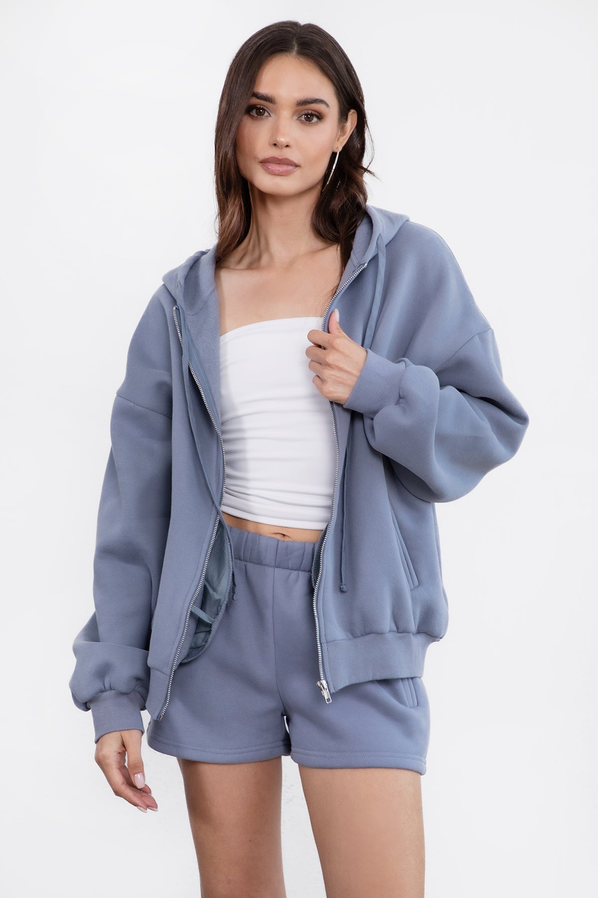 UNIVERSITY Plush Fleece Oversized Zip Up Hoodie