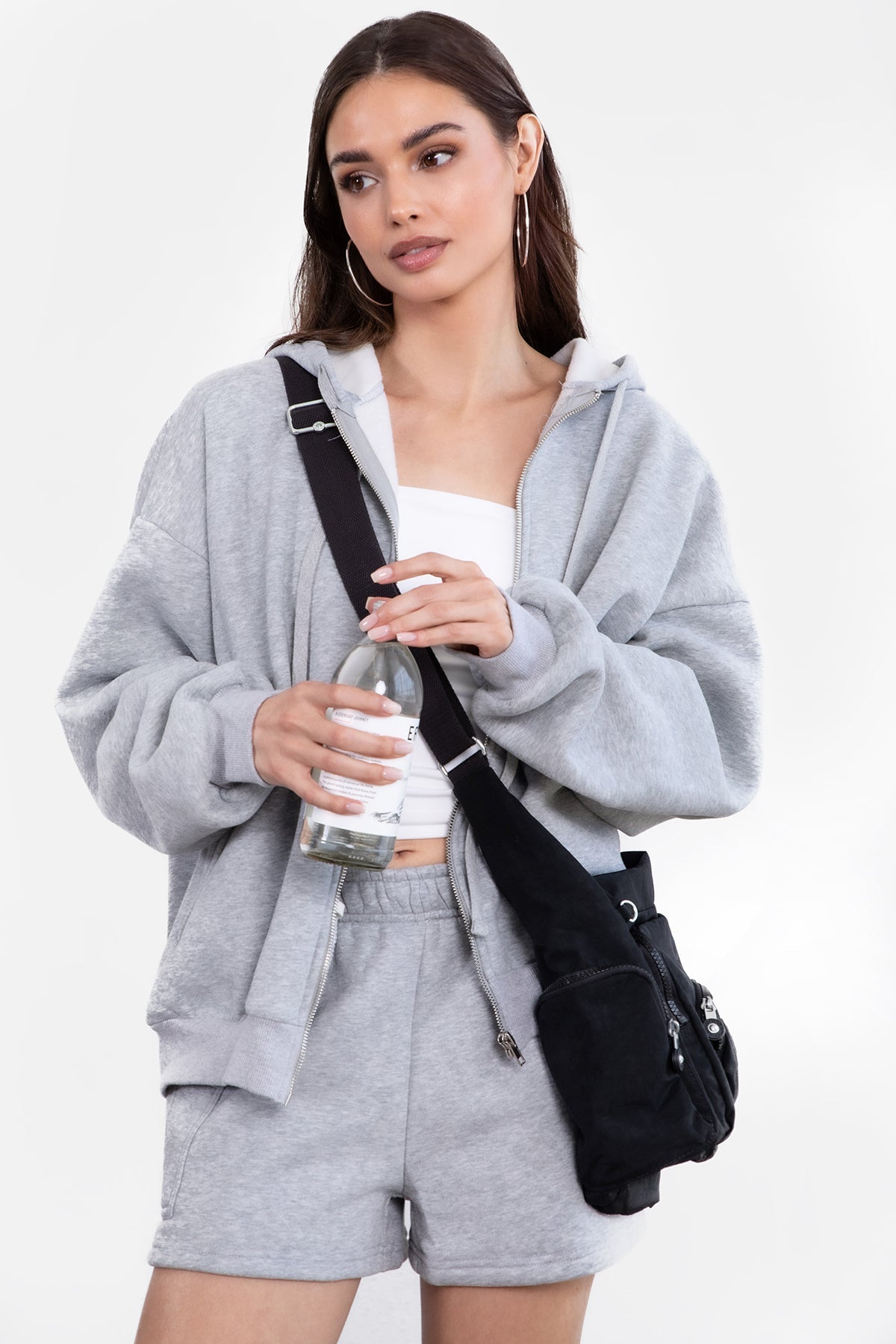 UNIVERSITY Plush Fleece Oversized Zip Up Hoodie