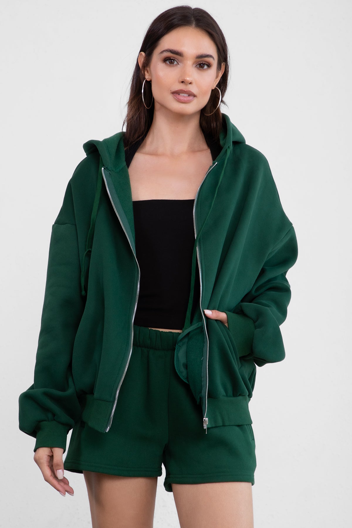 UNIVERSITY Plush Fleece Oversized Zip Up Hoodie