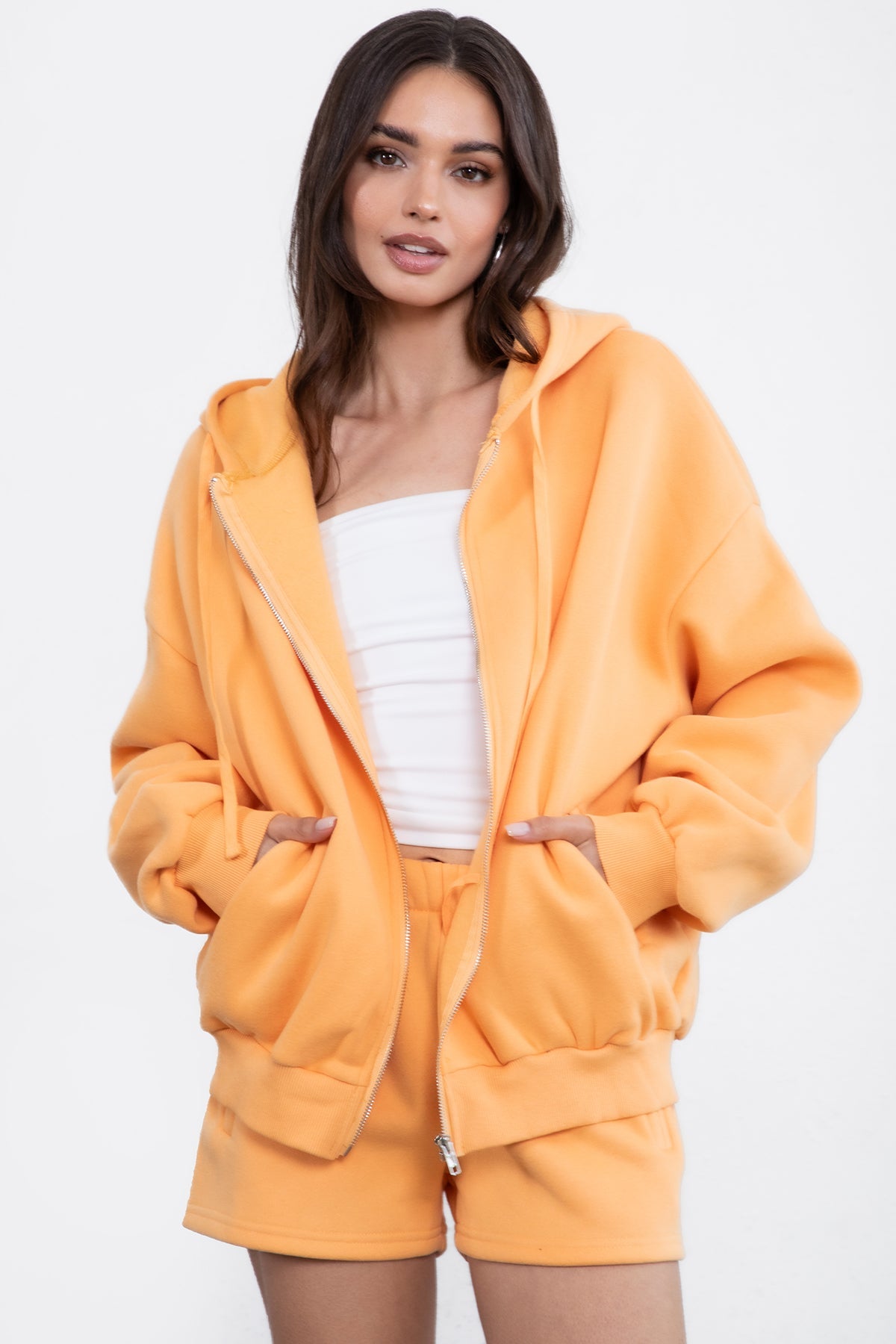 UNIVERSITY Plush Fleece Oversized Zip Up Hoodie
