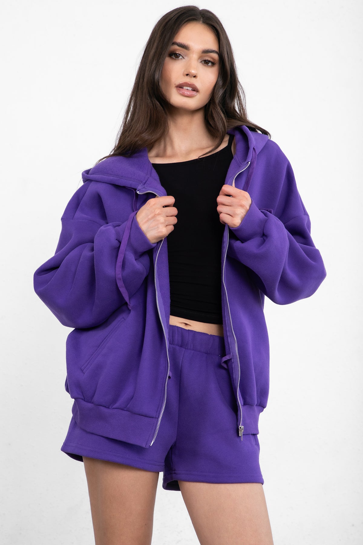 UNIVERSITY Plush Fleece Oversized Zip Up Hoodie