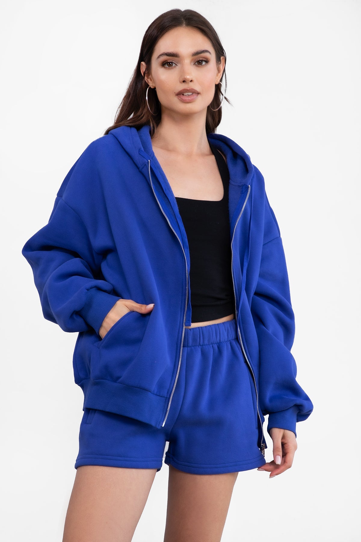 UNIVERSITY Plush Fleece Oversized Zip Up Hoodie