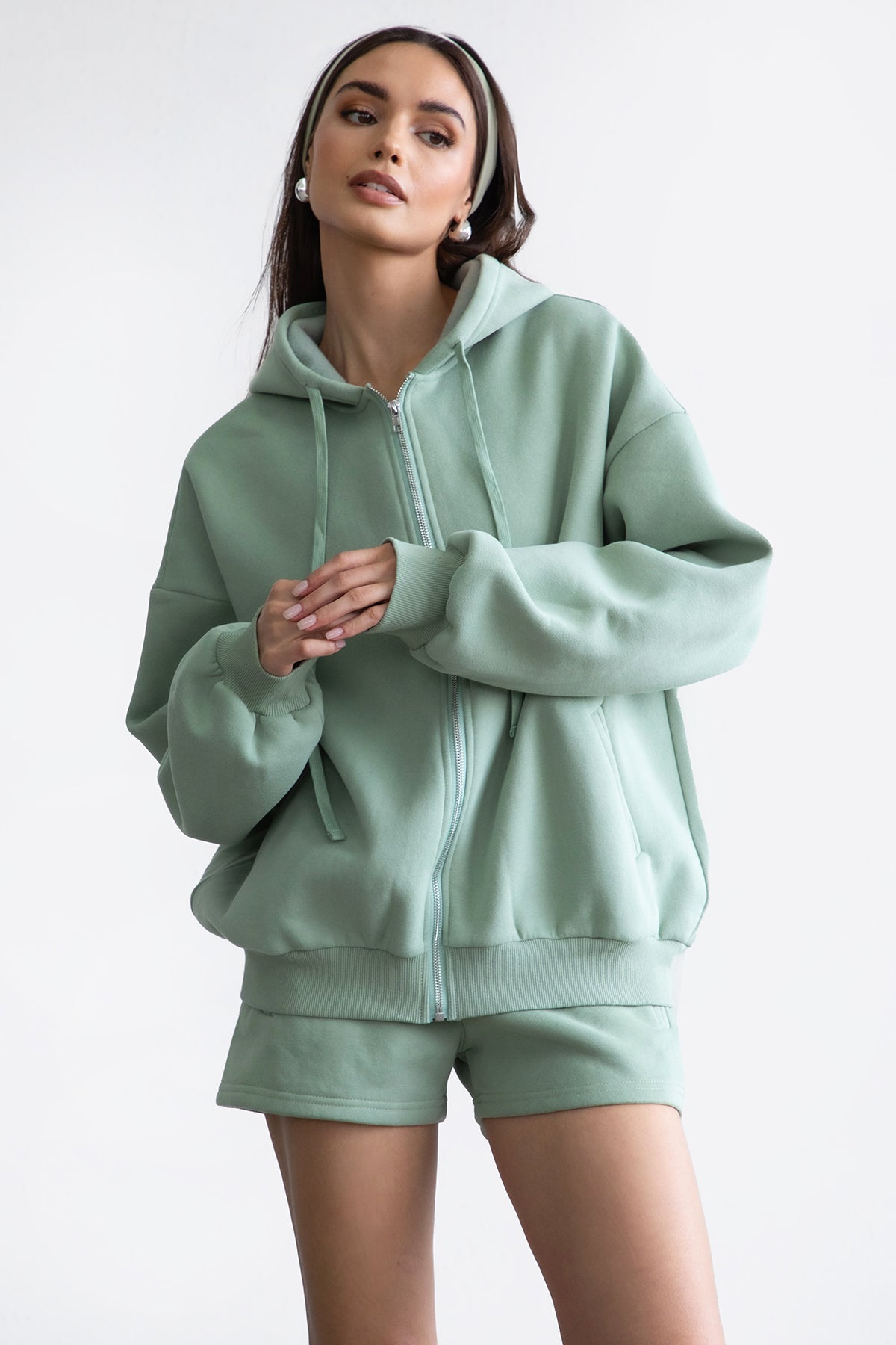 UNIVERSITY Plush Fleece Oversized Zip Up Hoodie