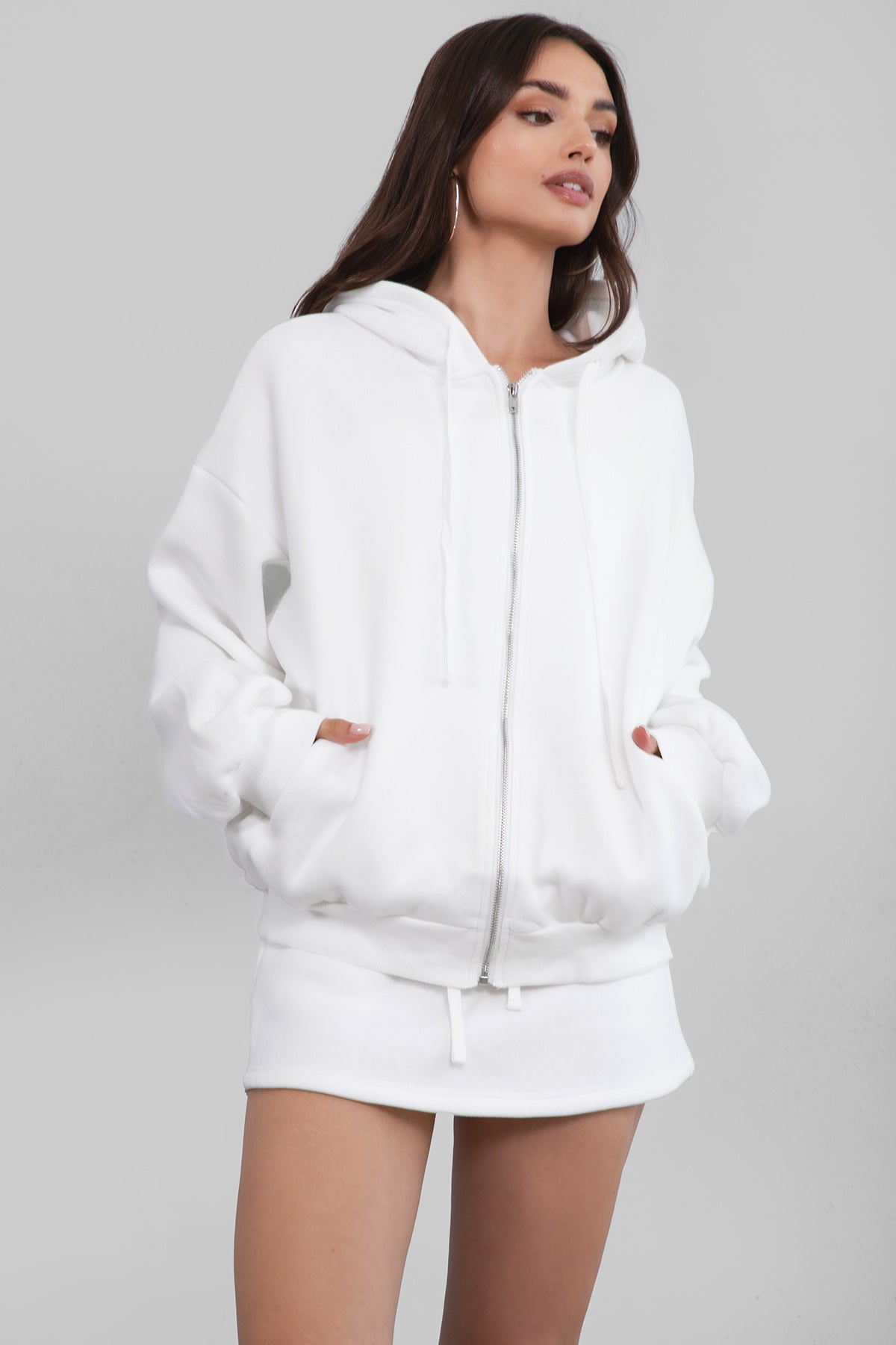 UNIVERSITY Plush Fleece Oversized Zip Up Hoodie