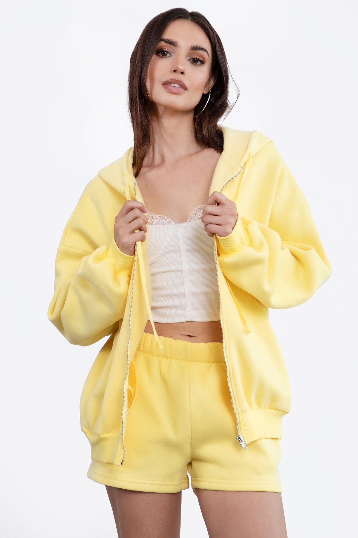 UNIVERSITY Plush Fleece Oversized Zip Up Hoodie