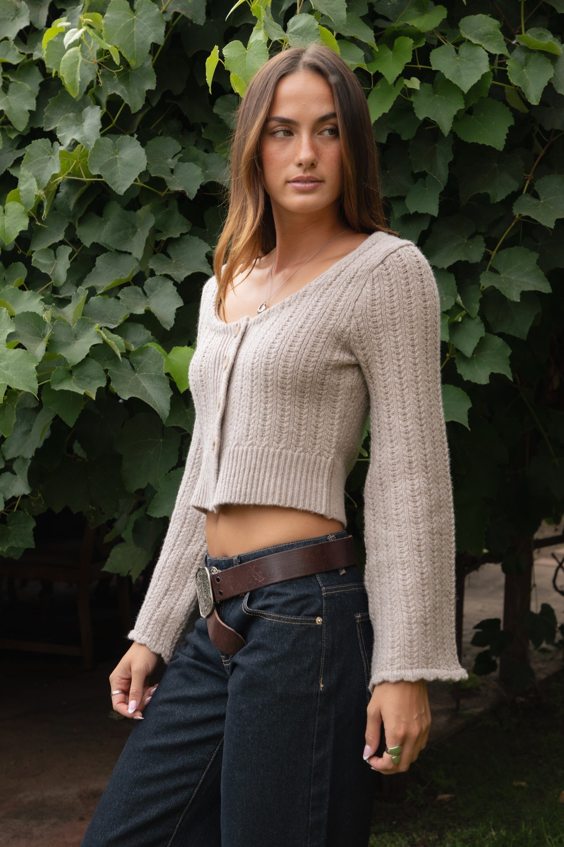 HEARTH Cable Knit Button Down Cardigan